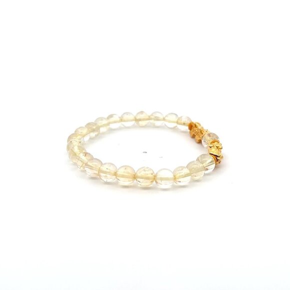 18K Gold Pixiu Double Piyao Bracelet Gemstones Citrine November Birthstones 6m - Picture 5 of 5